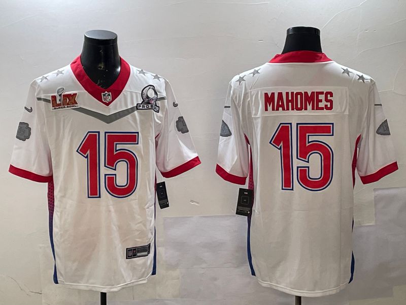 Men Kansas City Chiefs 15 Mahomes White All star 2025 Nike Vapor Limited NFL Jersey style 3